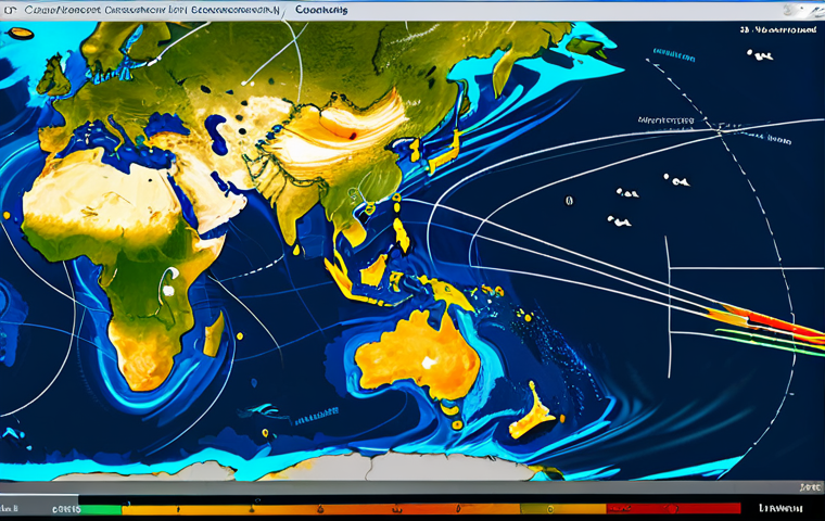 Marine Weather Forecasting**

"A detailed scientific visualization of a marine weather forecast, showing wind speeds, sea surface temperature, and ocean currents. The image features a map of the ocean with overlaid data layers indicating storm warnings and optimized shipping routes. Style: Realistic, data-driven, informative. Includes elements like a ship navigating the waters and weather icons. safe for work, appropriate content, fully clothed, professional, perfect anatomy, natural proportions."

**