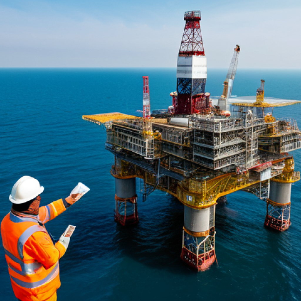 해양 구조물 안전 기술 - Offshore Platform Monitoring**

"A modern offshore oil platform in the Caspian Sea, fully clothed en...