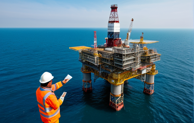 해양 구조물 안전 기술 - Offshore Platform Monitoring**
"A modern offshore oil platform in the Caspian Sea, fully clothed en...