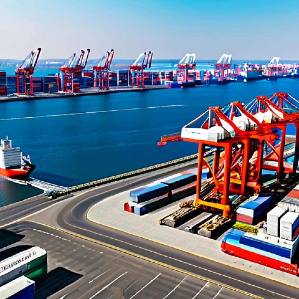 해양 항만 스마트화 - Automated Port Terminal**

"Modern Russian seaport, automated container terminal, robotic cranes mov...