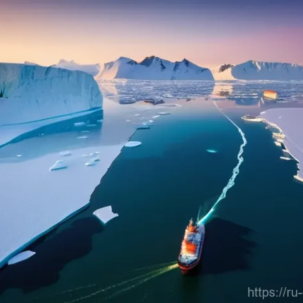 해양 관련 국제 컨퍼런스 - Arctic Passage: The New Frontier**

A wide-angle, cinematic shot of a powerful, modern Russian nucle...