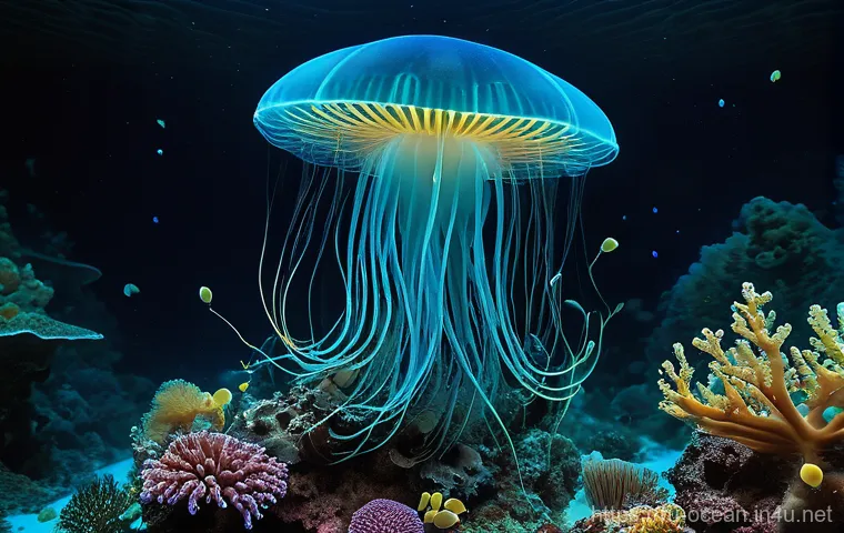 해양 과학 학술지 - Image Prompt 1: Flourishing Deep-Sea Oasis**