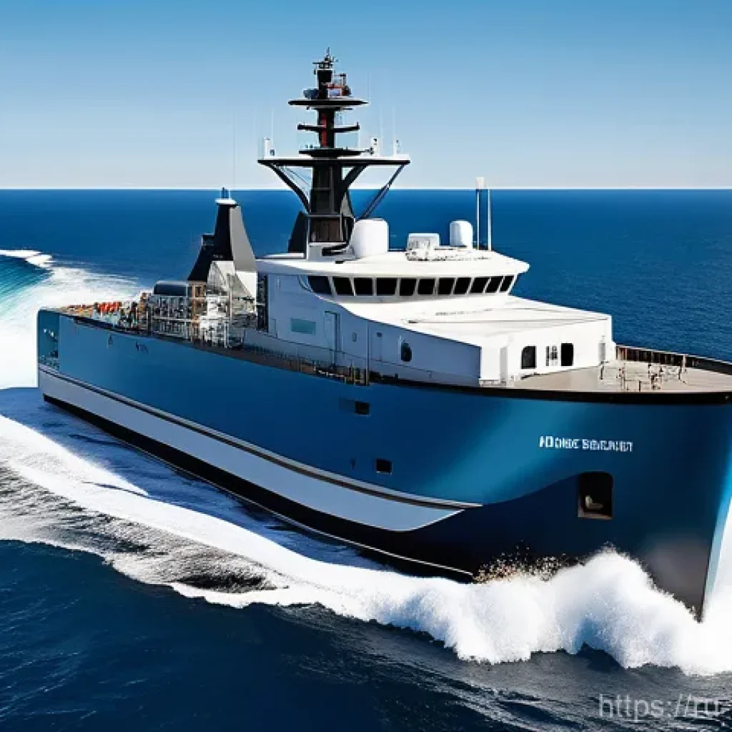 해양 데이터 분석 기술 - **Prompt 1: Cutting-Edge Oceanographic Exploration**
    "A photorealistic image of a sleek, state-o...