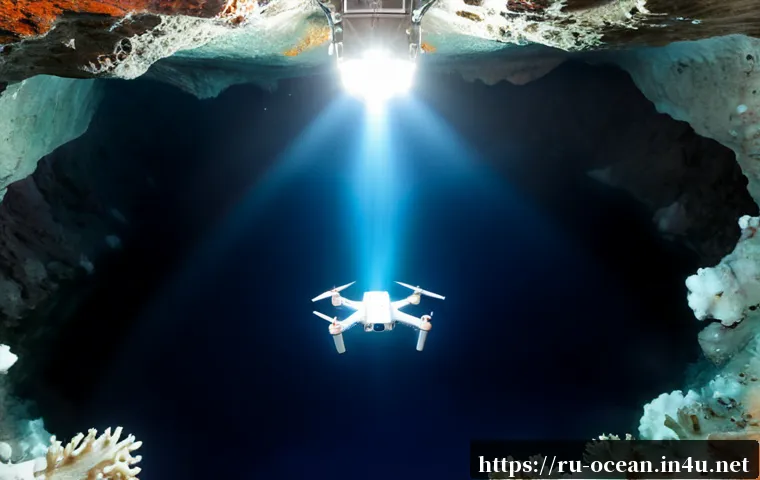 Home 13 심해 연구 드론 - Photorealistic deep-sea research drone exploring a dramatic underwater canyon in the Barents Sea, co...